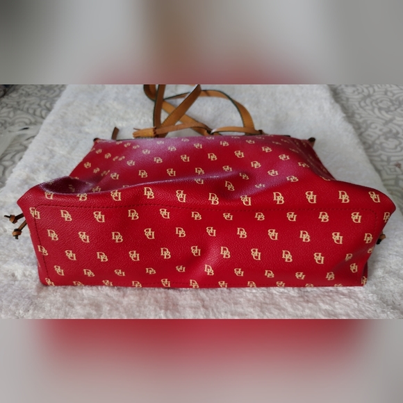 Dooney & Burke Red Signature Coated Canvas with Leather Handles and Trim. - Picture 9 of 15